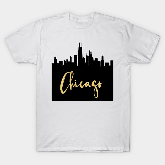 CHICAGO ILLINOIS DESIGNER SILHOUETTE SKYLINE ART T-Shirt by deificusArt